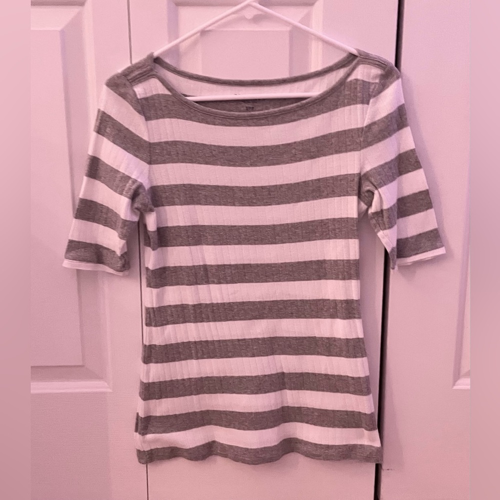 Grey and White Striped Old Navy Shirt